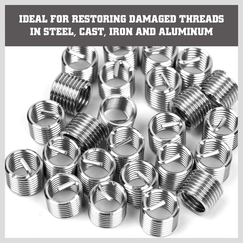 SEDY Metric Helicoil Thread Repair Kit: 131-Piece Heli Coil HSS Drills Inserts Taps & Tools M5 M6 M8 M10 M12 Automotive Engine Spark Plug Cylinder Insertion Rethreading Tools Universal Rethread Restorer - Image 4